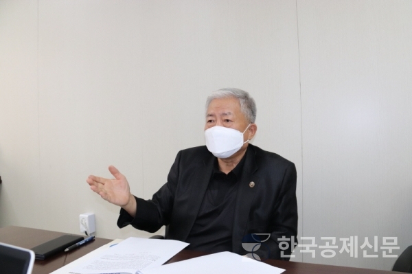 김동만 이사장이 노동공제회의 향후 공제회의 방향성에 대해 이야기하고 있다. 사진=박형재 기자